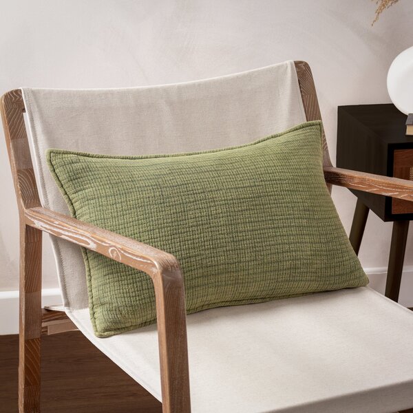 Yard Ribble Acid Wash Cotton 40cm x 60cm Filled Boudoir Khaki