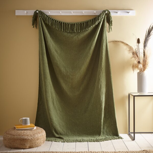 Appletree Chenille Soft Touch 130cm x 180cm Throw Green