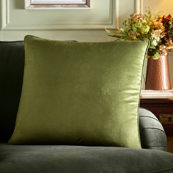 Appletree Harlan Velvet 55cm x 55cm Filled Cushion Olive