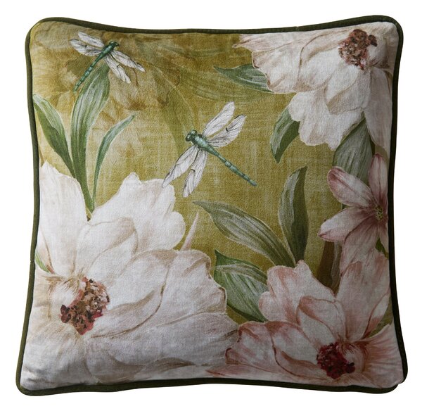 Appletree Fiorella Velvet 43cm x 43cm Filled Cushion Olive