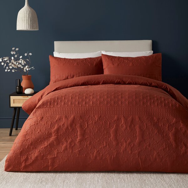 Serene Avery Stripe Duvet Cover Bedding Set Terracotta