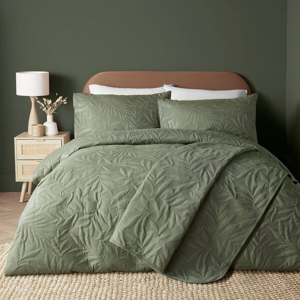 Serene Luana Duvet Cover Bedding Set Dark Green