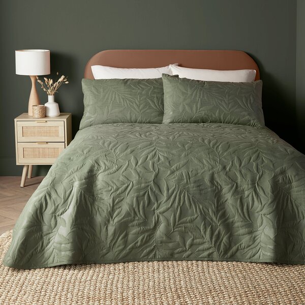 Serene Luana Quilted 200cm x 230cm Bedspread Dark Green