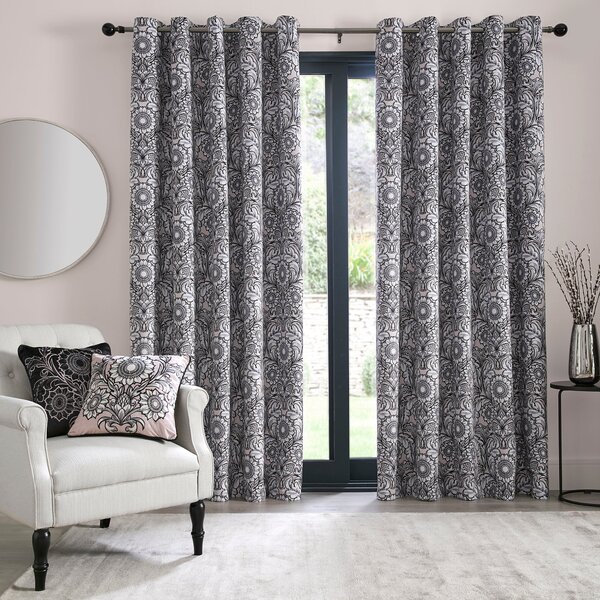 Laurence Llewelyn-Bowen Romilly Jacquard Ready Made Eyelet Blackout Curtains Natural