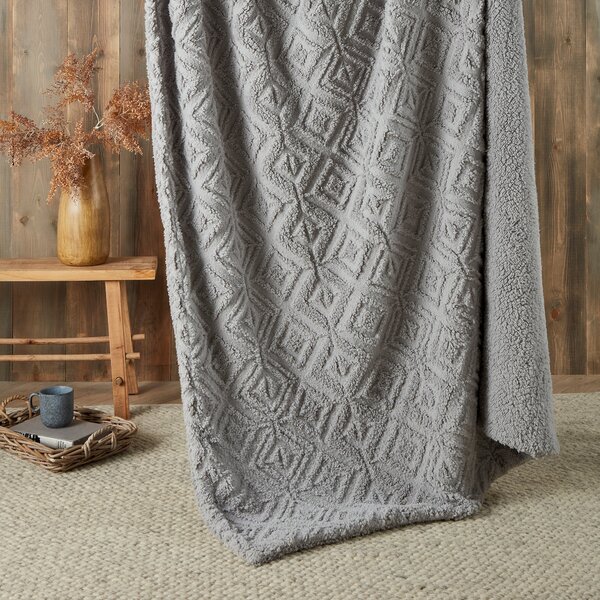 Fusion Romo Fleece and Sherpa 130cm x 180cm Throw Grey