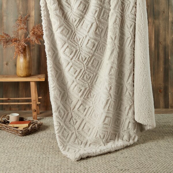 Fusion Romo Fleece and Sherpa 130cm x 180cm Throw Natural