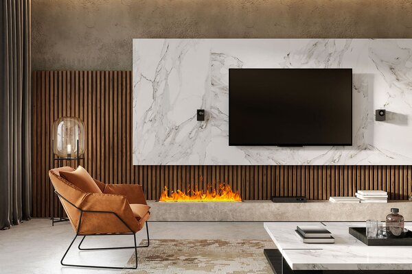 Built-in 3D Electric Fireplace Insert with Water Vapour, LED, with APP, ElectricSun MISTique small 60 cm