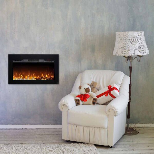 Wall Mounted Electric Fires, Free Standing, Incorporated ElectricSun Paula Glass XXS Black, 3 Colour L76xH45x16cm