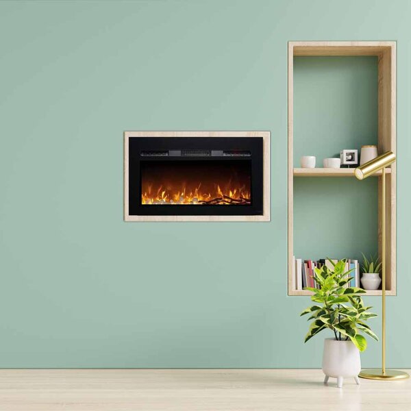 Wall Mounted Electric Fires, Free Standing, Incorporated ElectricSun Paula Glass XXS Black, 3 Colour L76xH45x16cm