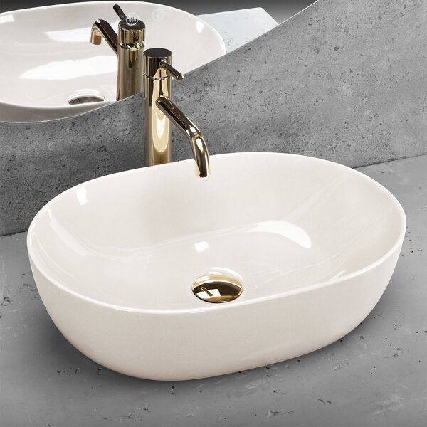 Countertop washbasin Rea LISA ECRU SHINY