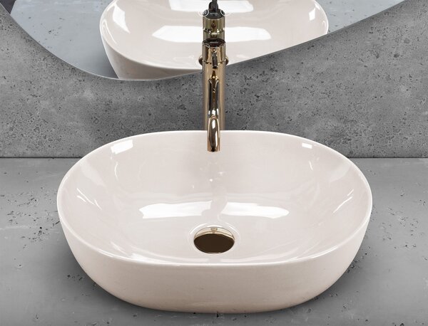 Countertop washbasin Rea LISA ECRU SHINY