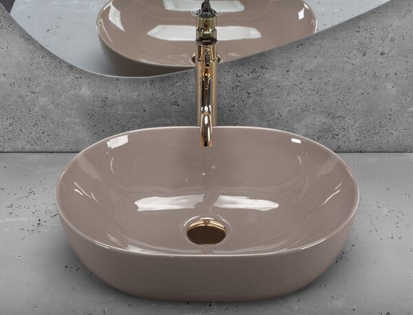 Countertop washbasin Rea Lisa Beige Shiny