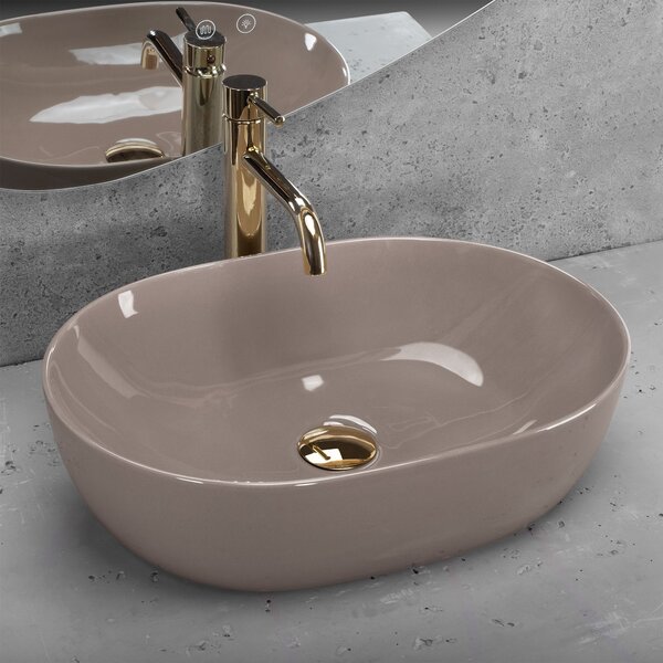 Countertop washbasin Rea Lisa Beige Shiny