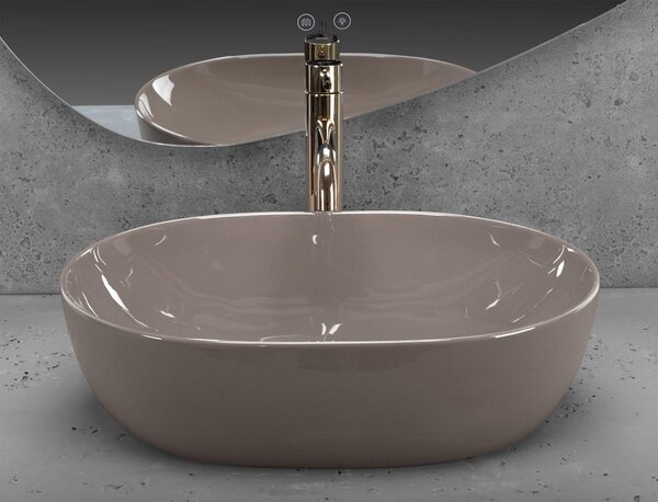 Countertop washbasin Rea Lisa Beige Shiny