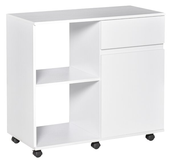 HOMCOM Filing Cabinet/Printer Stand with Open Storage Shelves, for Home or Office Use, Including an Easy Drawer, White AOSOM UK