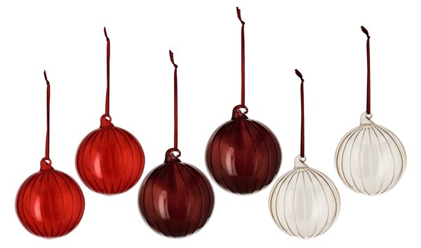 Scandi Living Clarity Christmas bauble Ø8 cm 6-pack Red