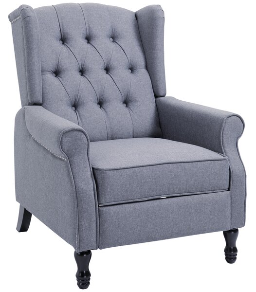 HOMCOM Recliner Sofa Armchair with Footrest Vintage Design Light Grey AOSOM UK
