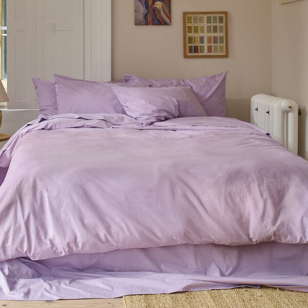Piglet Lavender Washed Cotton Percale Duvet Cover Size King