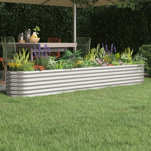 Garden Raised Bed Powder-coated Steel 260x40x36 cm Silver