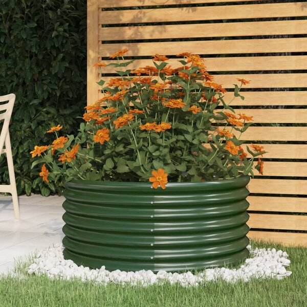 Garden Planter Powder-coated Steel 80x80x36 cm Green