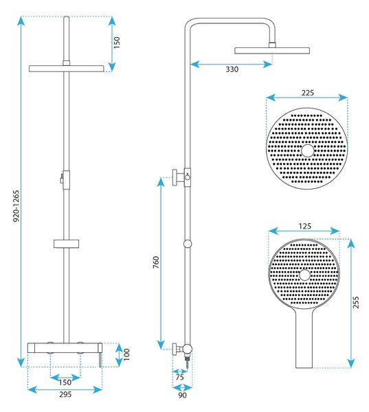 Shower set Rea Rivo Brush Gold