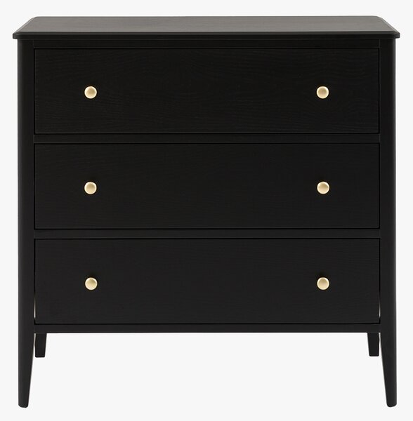 Ardena 3 Drawer Chest of Drawers in Black