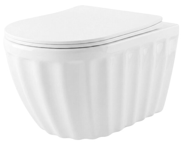 Set: Wall-hung toilet bowl + Countertop washbasin Rea Duo White