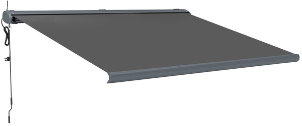Outsunny 4 x 3(m) Full Cassette Electric Awning with Remote Controller, Aluminium Frame DIY Retractable Garden Awning, UPF50+ Sun Shade Canopy for Deck Door Window, Dark Grey