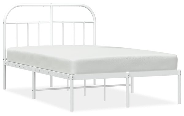 Metal Bed Frame without Mattress with Headboard White 120x190cm