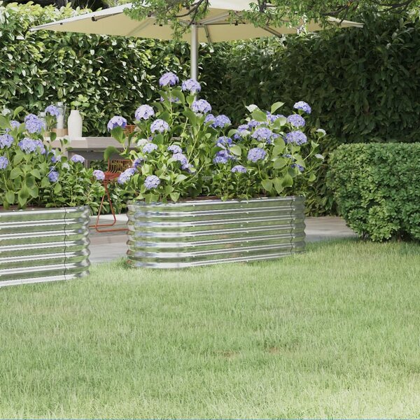 Garden Raised Bed Powder-coated Steel 114x40x36 cm Silver