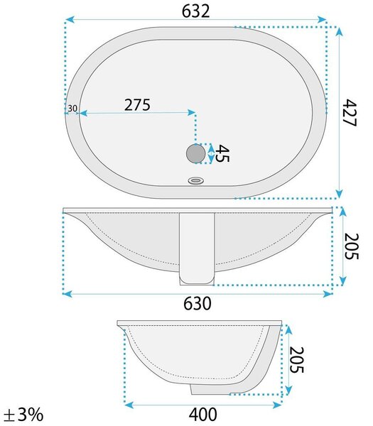 Inset washbasin Rea Vena