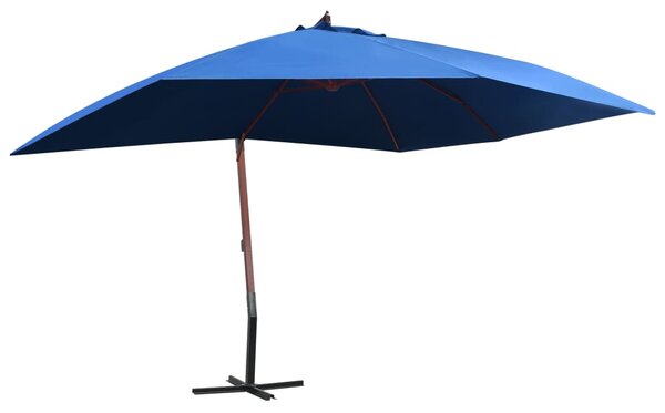 Hanging Garden Parasol with Wooden Pole 400x300 cm Blue