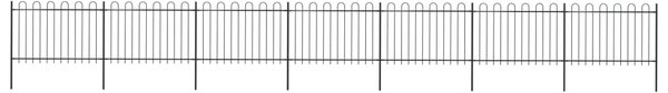 Garden Fence with Hoop Top Steel 11.9x1.2 m Black