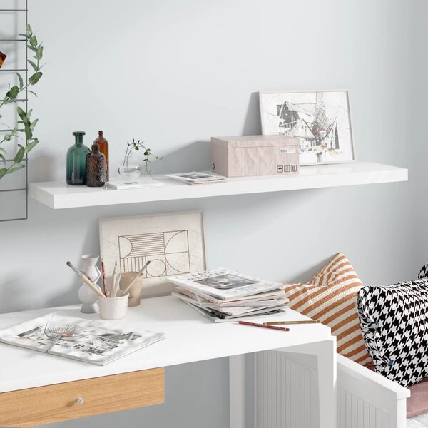 Floating Wall Shelf High Gloss White 120x23.5x3.8 cm MDF