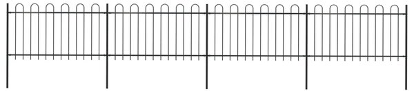 Garden Fence with Hoop Top Steel 6.8x1 m Black