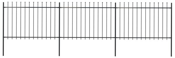 Garden Fence with Spear Top Steel 5.1x1.2 m Black