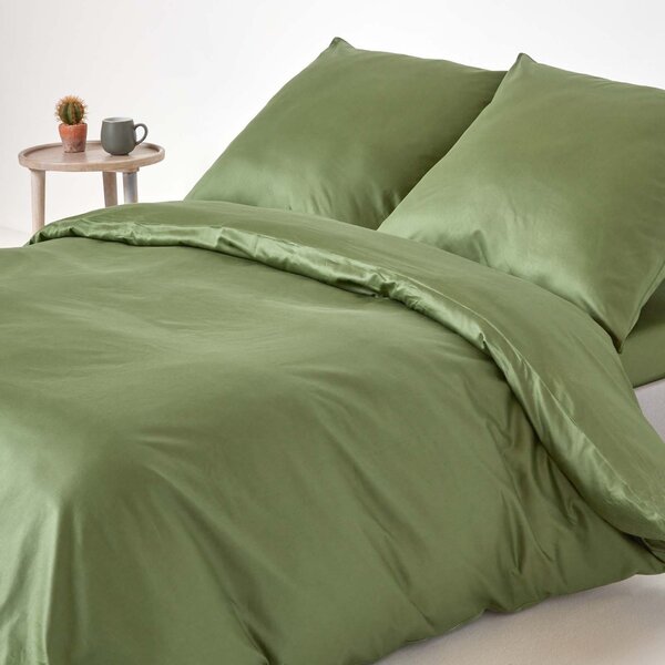 Moss Green European Organic Cotton Duvet Cover Set, 400 TC, 155 x 220 cm