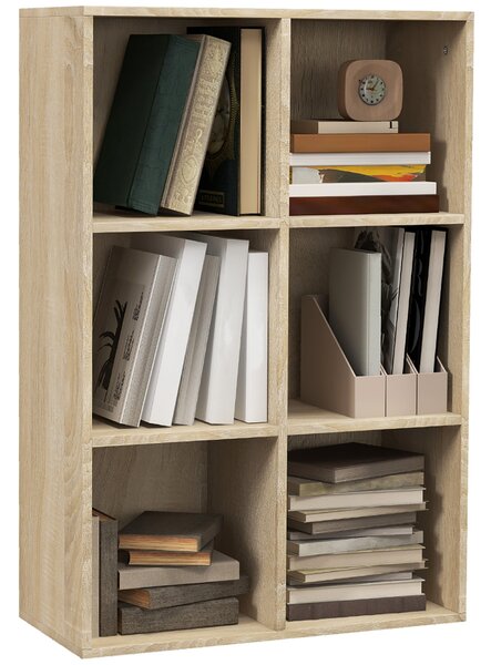 HOMCOM Six-Cube Bookcase - Oak Wood Effect Aosom UK
