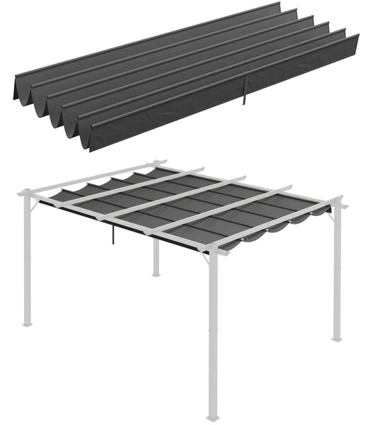 Outsunny Retractable Pergola Shade Cover, Replacement Canopy for 4 x 3 (m) Pergola, Retractable Roof, Dark Grey