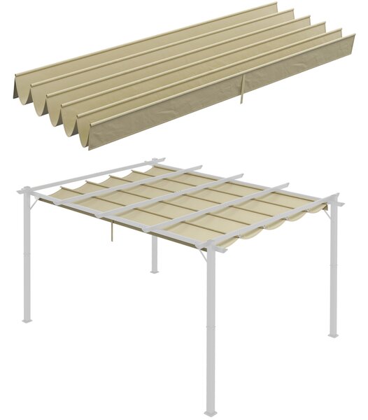 Outsunny Retractable Pergola Shade Cover, Replacement Canopy for 4 x 3 (m) Pergola, Retractable Roof, Beige Aosom UK