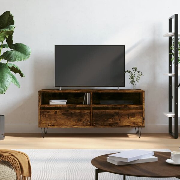 TV Cabinet Smoked Oak 100x34.5x44.5 cm Engineered Wood