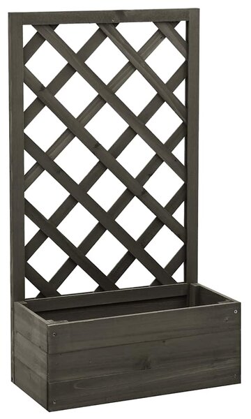 Garden Trellis Planter Grey 50x25x90 cm Solid Firwood