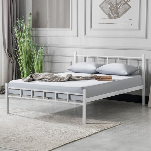Lirex Metal Small Double Bed in White