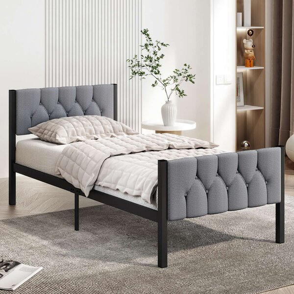 Hirosa Metal Single Bed in Grey