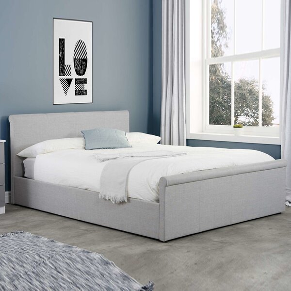 Stratos Fabric Ottoman Storage Small Double Bed In Grey
