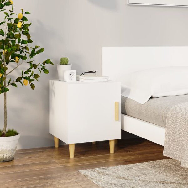 Bedside Cabinet White Engineered Wood