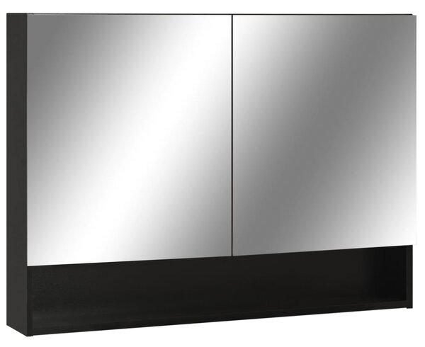 LED Bathroom Mirror Cabinet Black 80x15x60 cm MDF