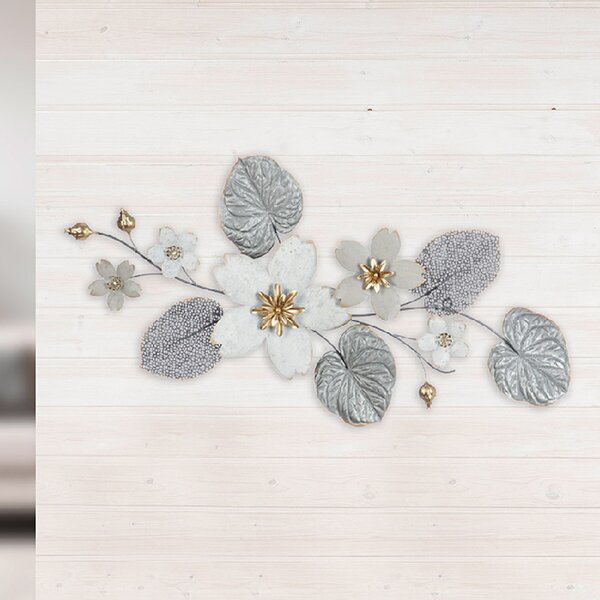 Cheam Metal Cherry blossom Wall Art In Silver And Grey