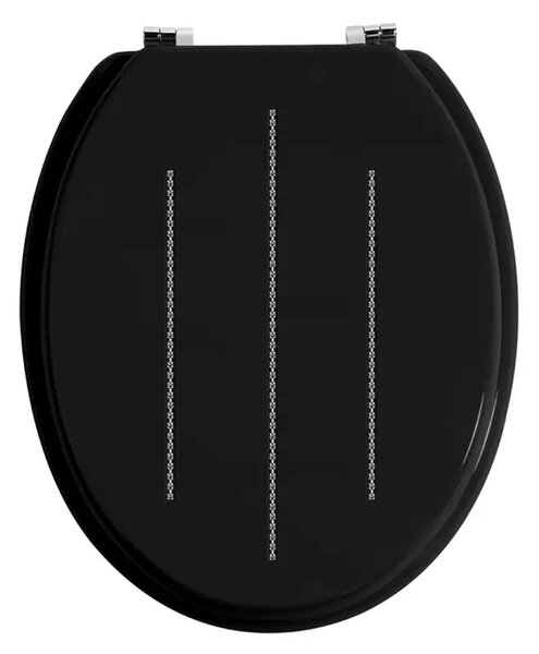 Kelant Wooden Toilet Seat With Diamante Detail In Black