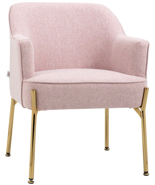 HOMCOM Fabric Accent Chair, Modern Armchair with Metal Legs for Living Room, Bedroom, Home Office, Pink